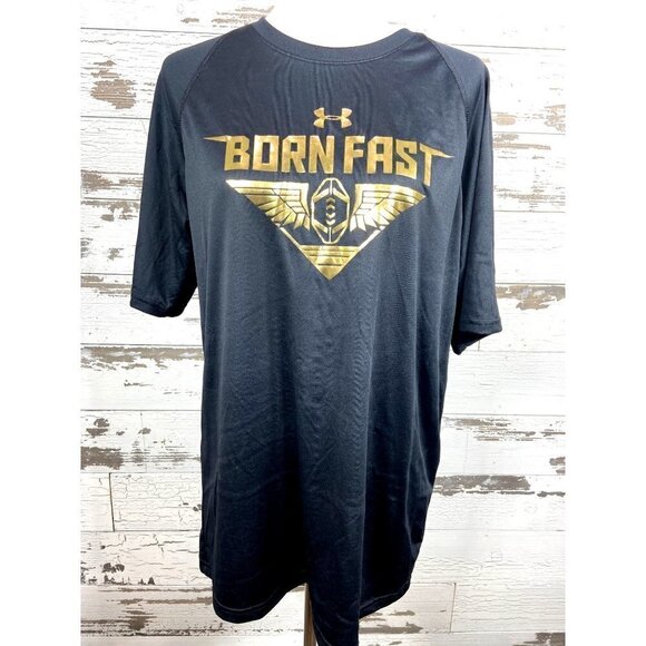 UNDER ARMOUR Heat Gear “Born Fast” Shirt Size L LIKE NEW - Picture 1 of 3